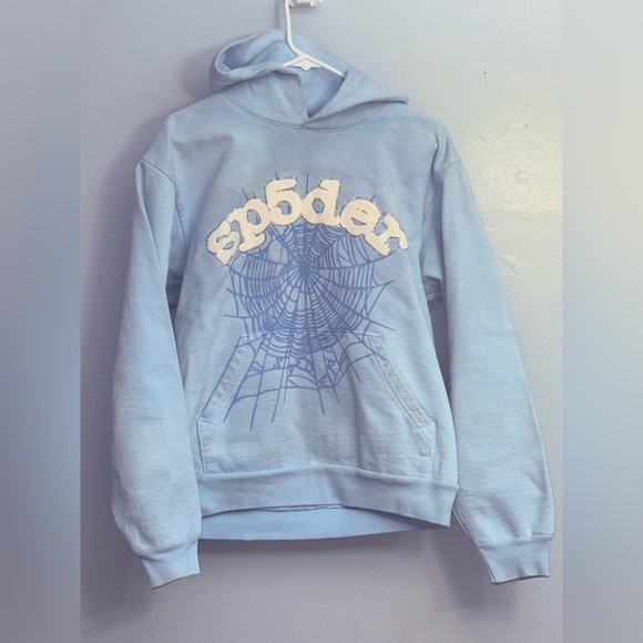 Blue Rhimestone Sp5der Hoodie size Small
